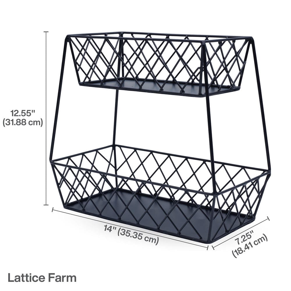 Lattice Farm Flat Back 2 Tier Storage Basket - Image 5