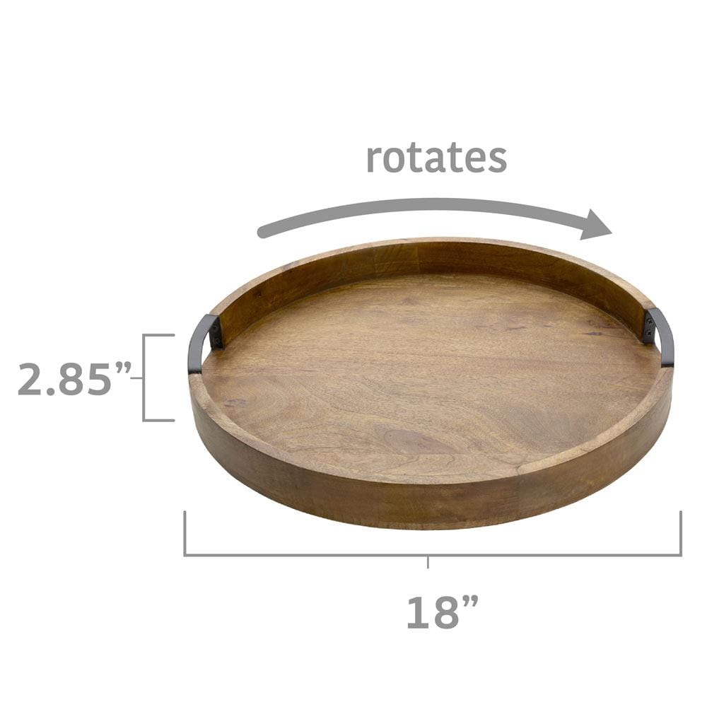 Lazy Susan Mango Wood Serve Tray. 18 Inch - Image 4