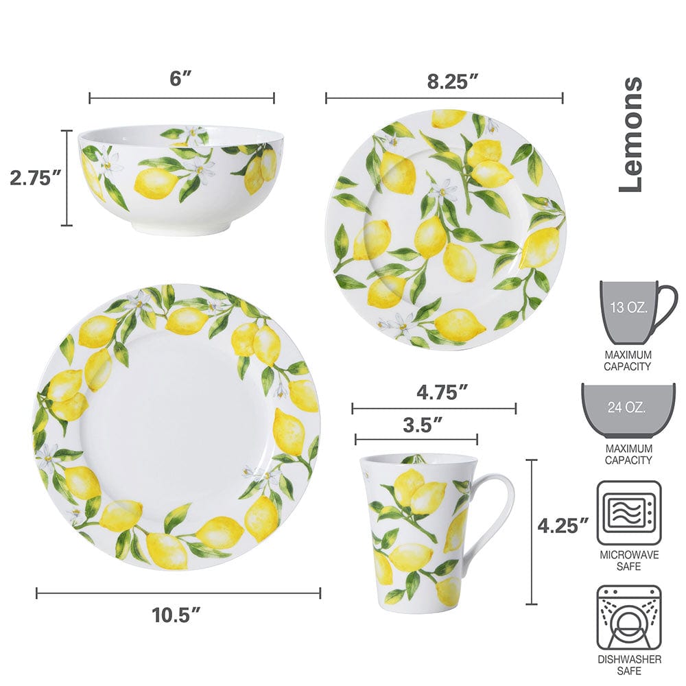 Lemons 16 Piece Dinnerware Set. Service for 4 - Image 4