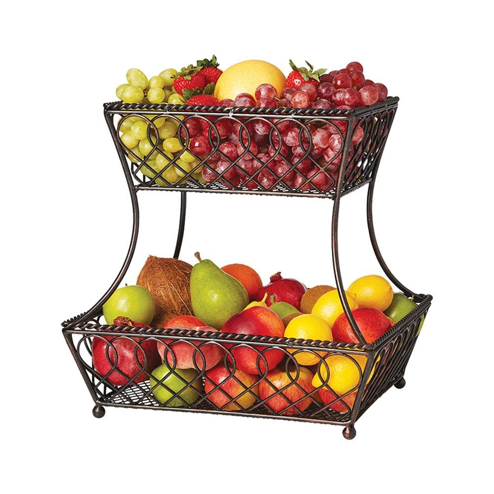 Loop Lattice 2 Tier Rectangular Fruit Storage Basket - Image 3