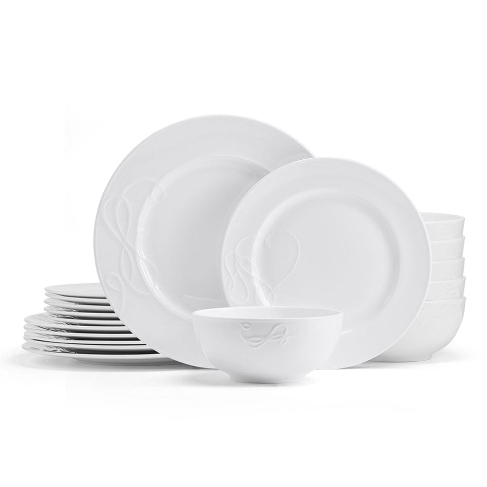 Love Story White 18 Piece Dinnerware Set. Service for 6