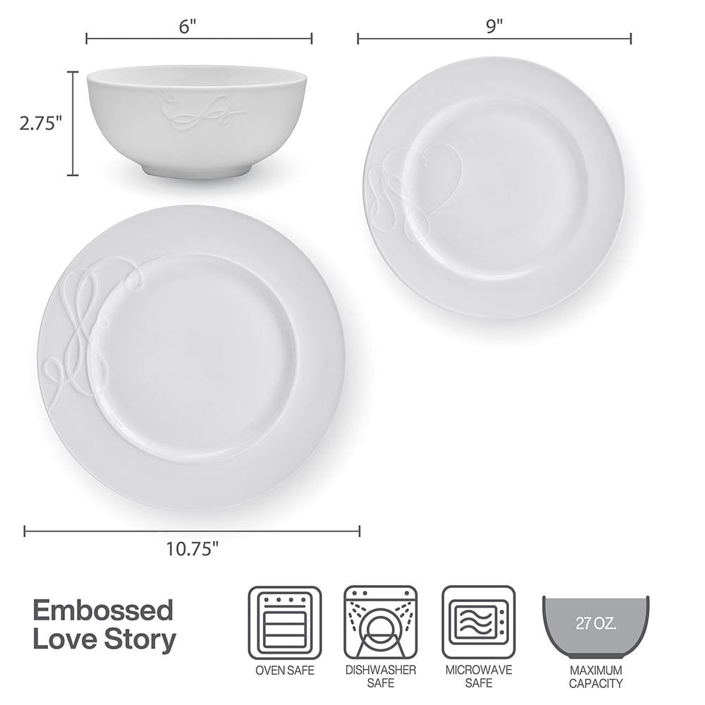 Love Story White 18 Piece Dinnerware Set. Service for 6 - Image 5
