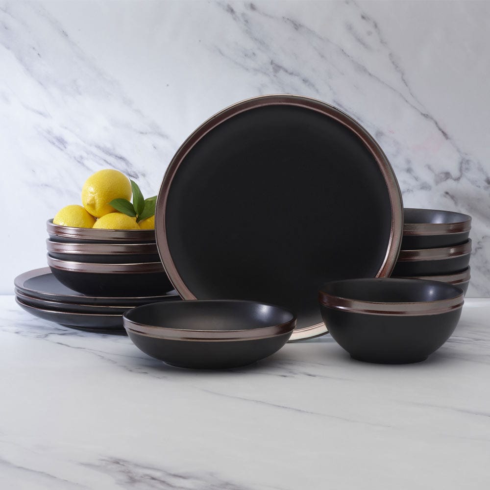 Miller Black 12 Piece Dinnerware Set. Service for 4 - Image 2