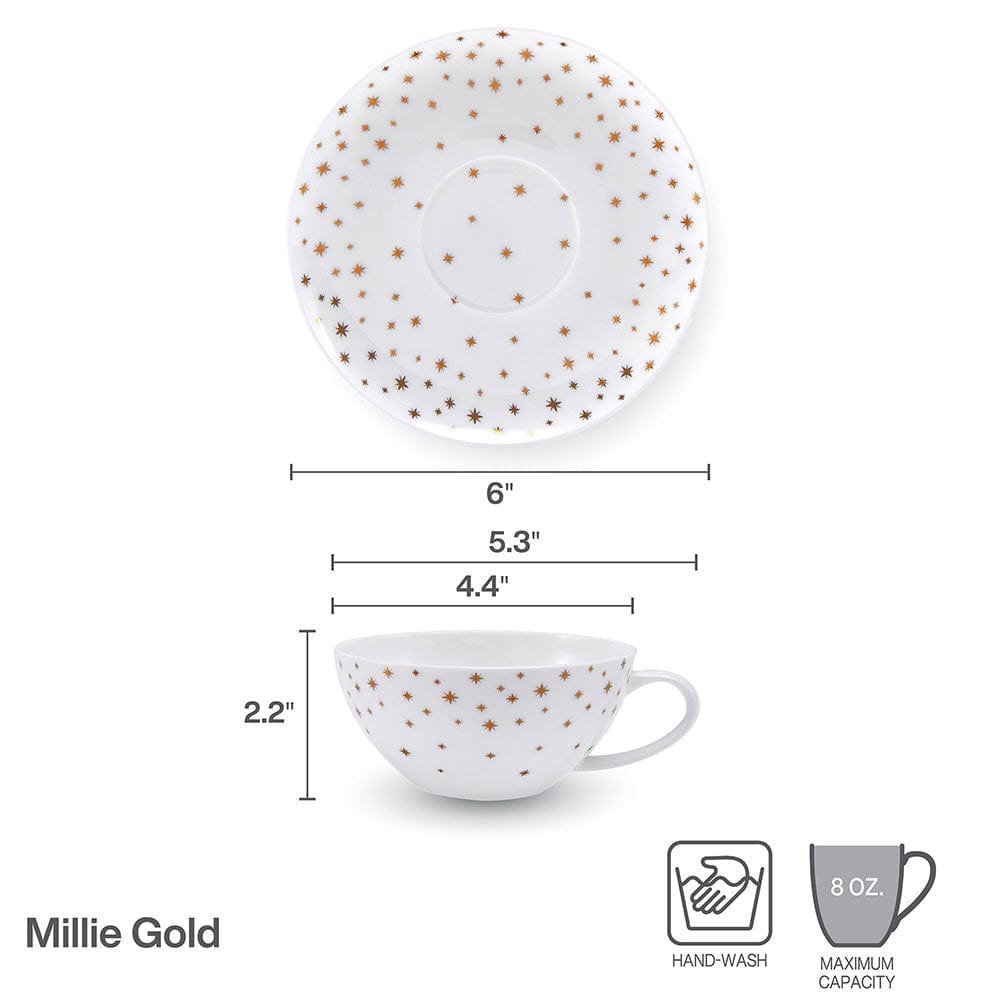 Millie Gold Set of 4 Cups and Saucers - Image 4
