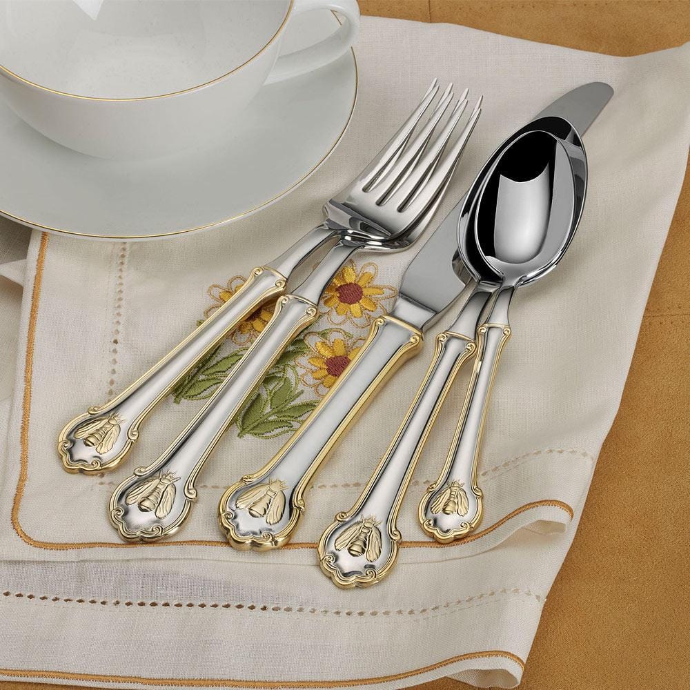 Napoleon Bee Gold Accent 45 Piece Flatware Set. Service for 8 - Image 2