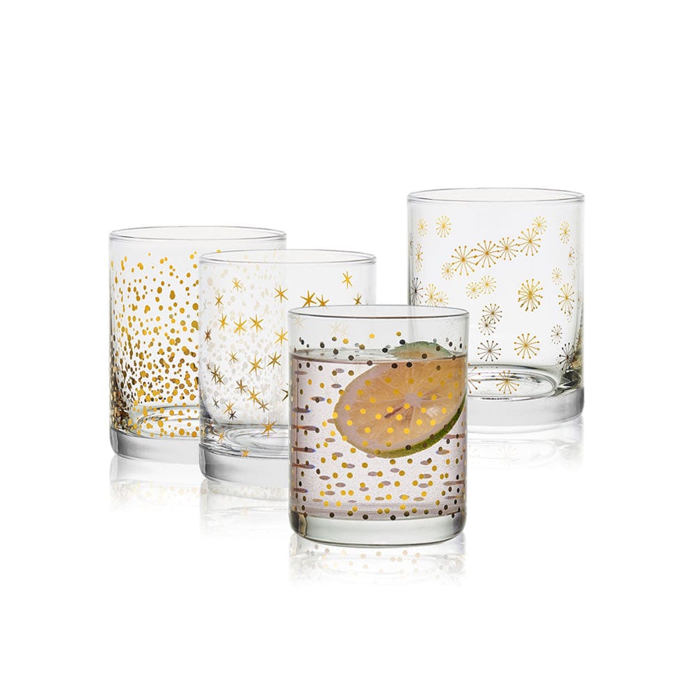 Party Set of 4 Double Old Fashioned Whiskey Glasses