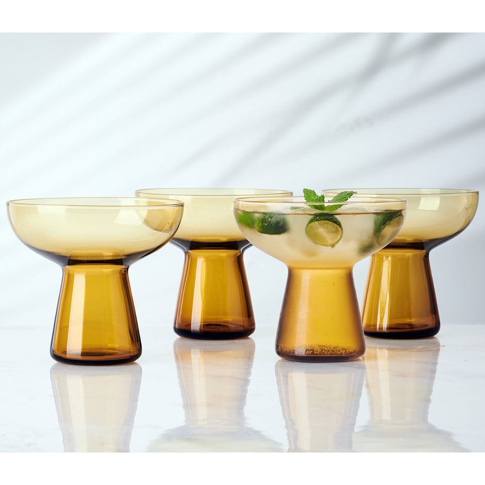Phoebe Amber Set of 4 Margarita Cocktail Glasses - Image 2