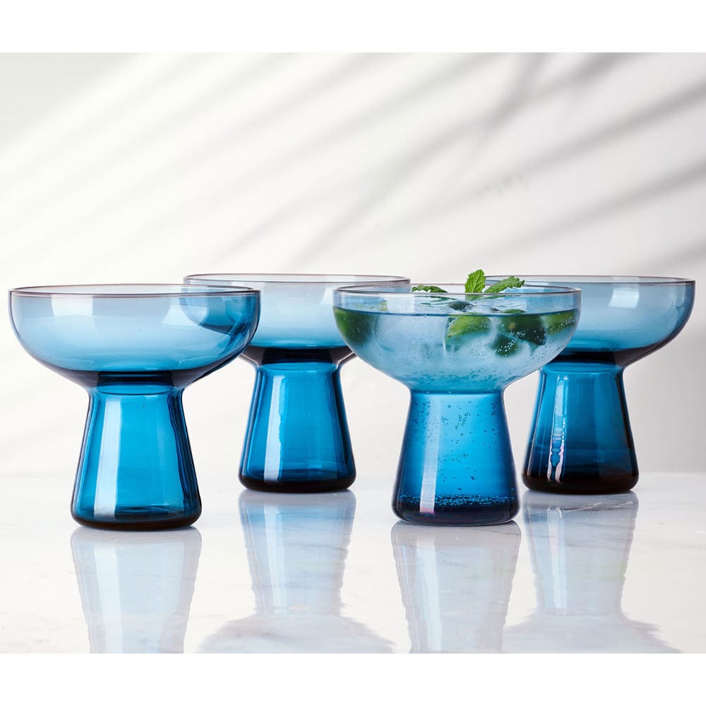 Phoebe Blue Set of 4 Margarita Cocktail Glasses - Image 2