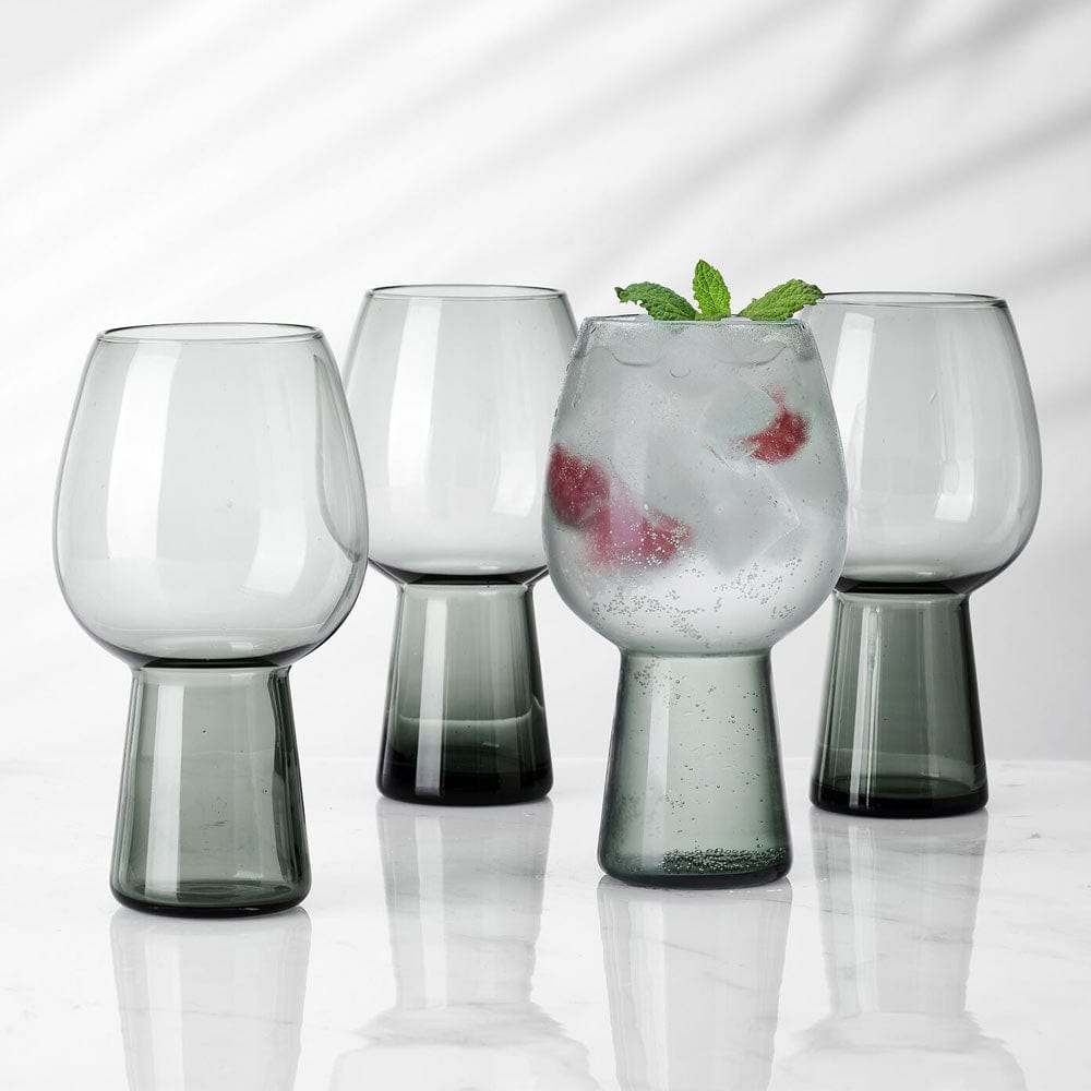 Phoebe Smoke Set of 4 Goblet Beverage Glasses - Image 2