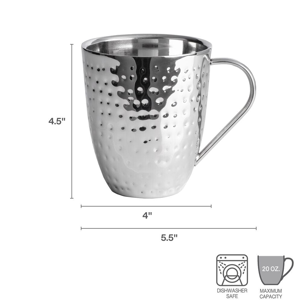 Double Wall Stainless Hammered Set of 4 Mugs - Image 3