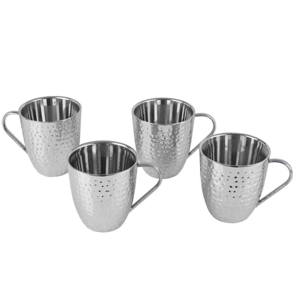 Double Wall Stainless Hammered Set of 4 Mugs - Image 7