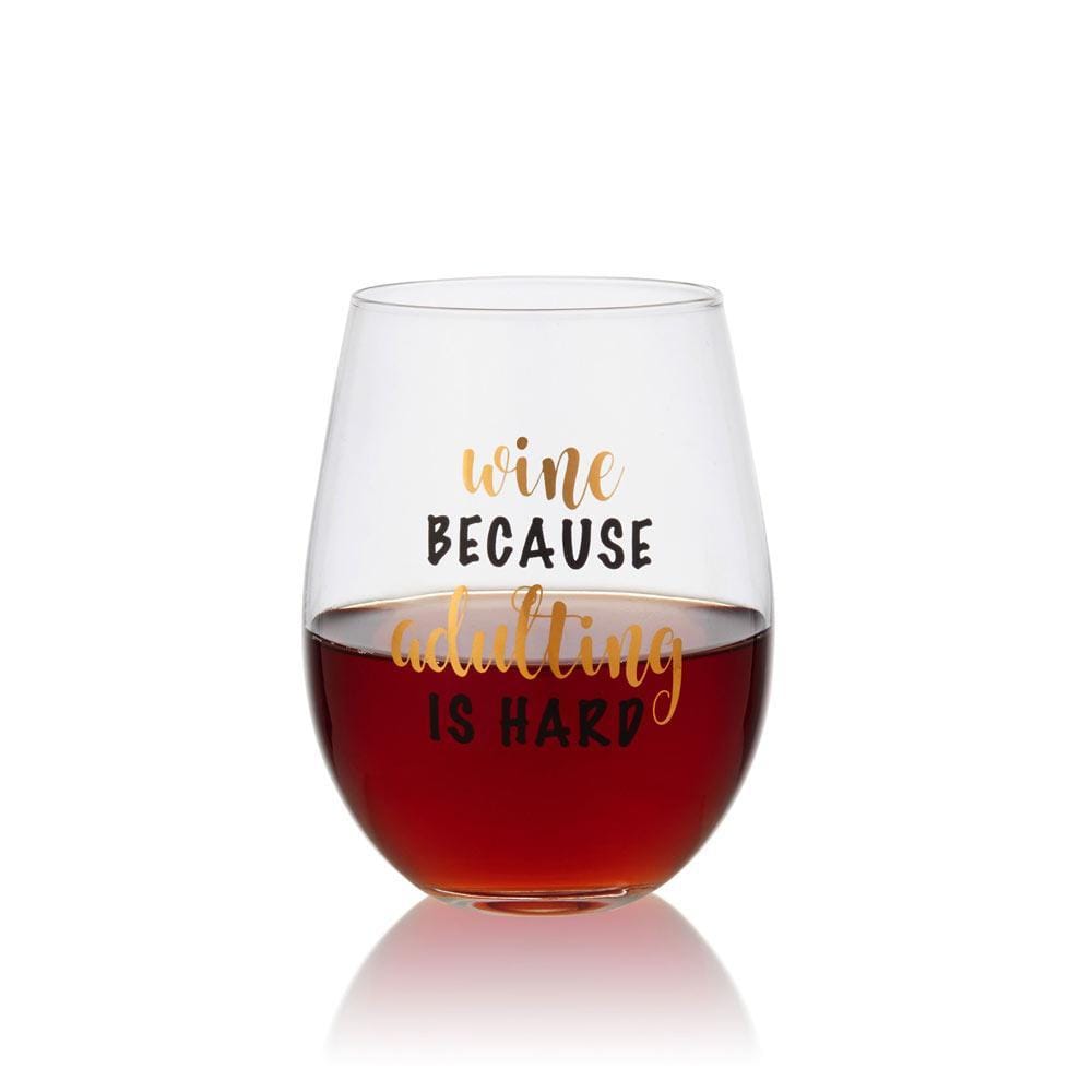 Double Wall Mug and Stemless Wine Glass Set of 2. Caffeine Wine Sentiment - Image 4