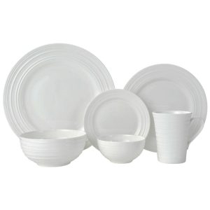 Swirl Bone 36 Piece Dinnerware Set. Service for 6