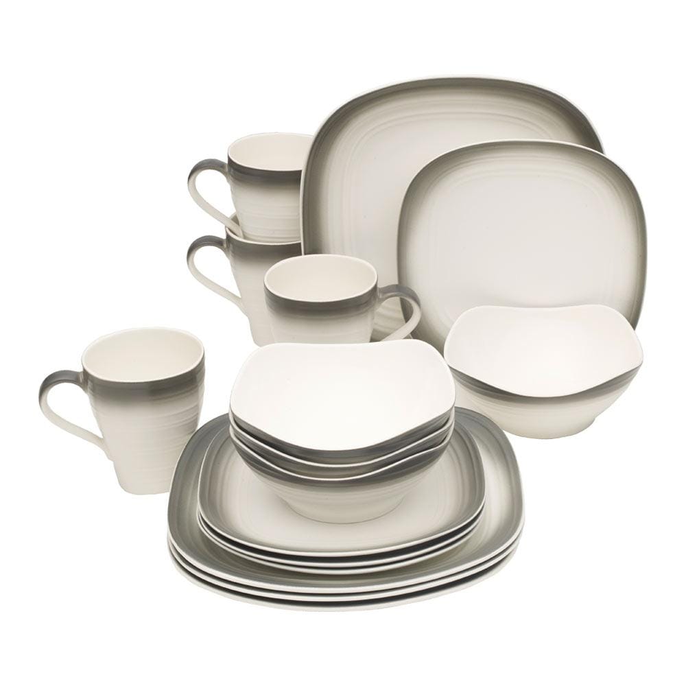 Swirl Ombre Graphite Square 16 Piece Dinnerware Set. Service for 4 - Image 8