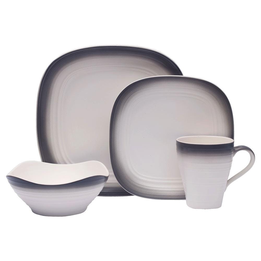 Swirl Ombre Graphite Square 16 Piece Dinnerware Set. Service for 4 - Image 4