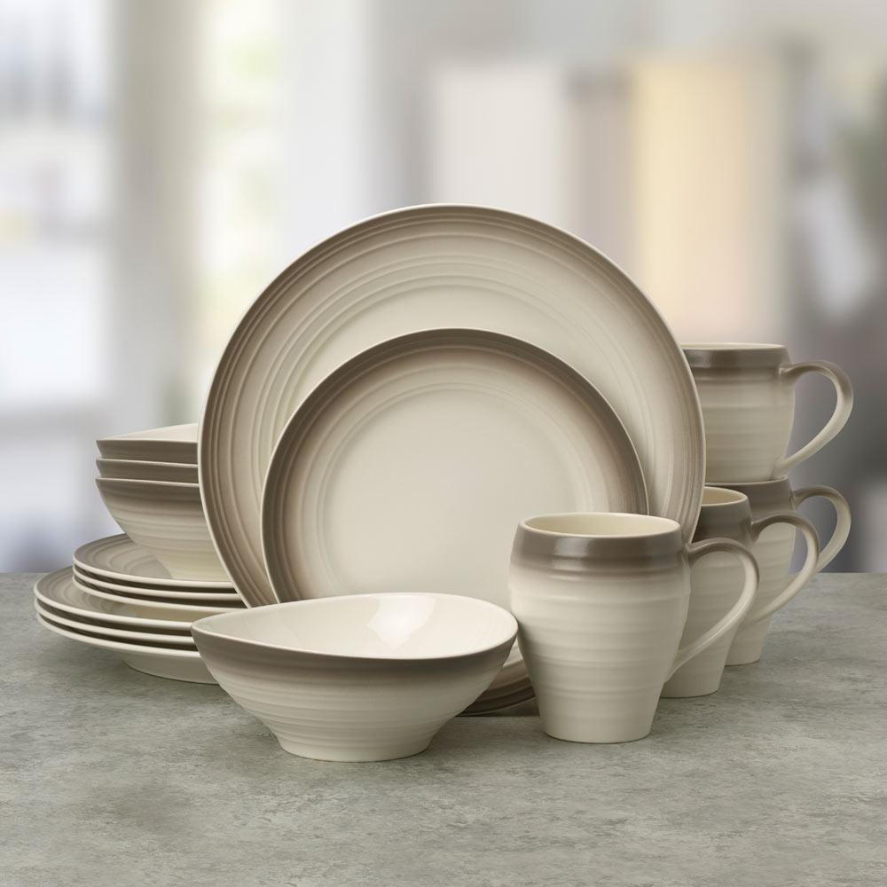 Swirl Ombre Mocha 16 Piece Dinnerware Set. Service for 4 - Image 2