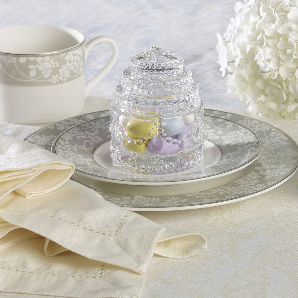 Tiered Wedding Cake Glass Covered Box Gift Favor - Image 2