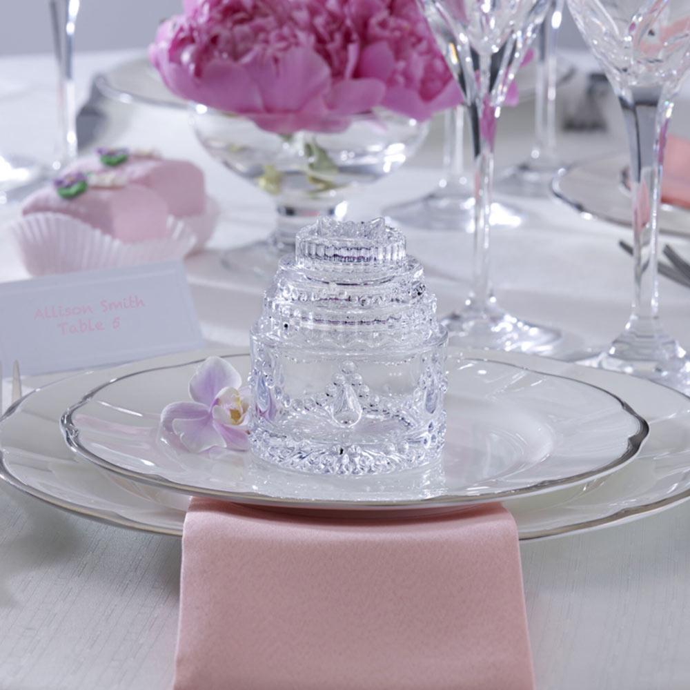 Tiered Wedding Cake Glass Covered Box Gift Favor - Image 3