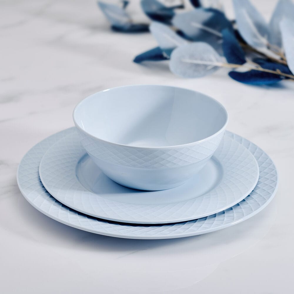 Trellis Misty Blue 12 Piece Dinnerware Set. Service for 4 - Image 6