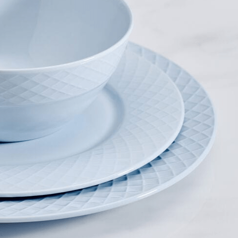 Trellis Misty Blue 12 Piece Dinnerware Set. Service for 4 - Image 4