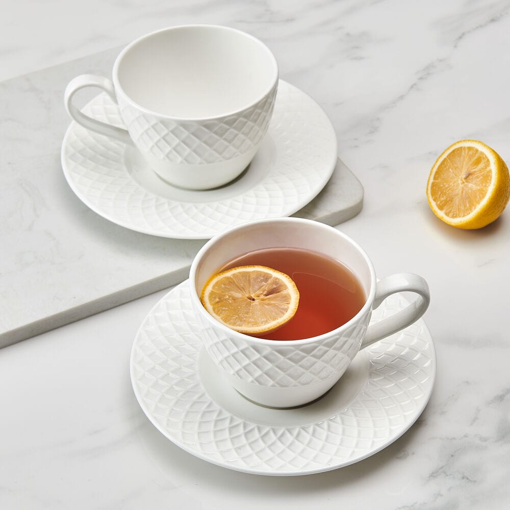 Trellis Set of 2 Tea Cups and Saucers - Image 2