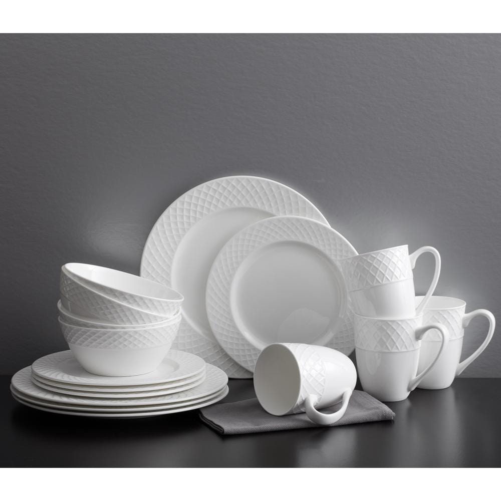 Trellis White 16 Piece Dinnerware Set - Image 2