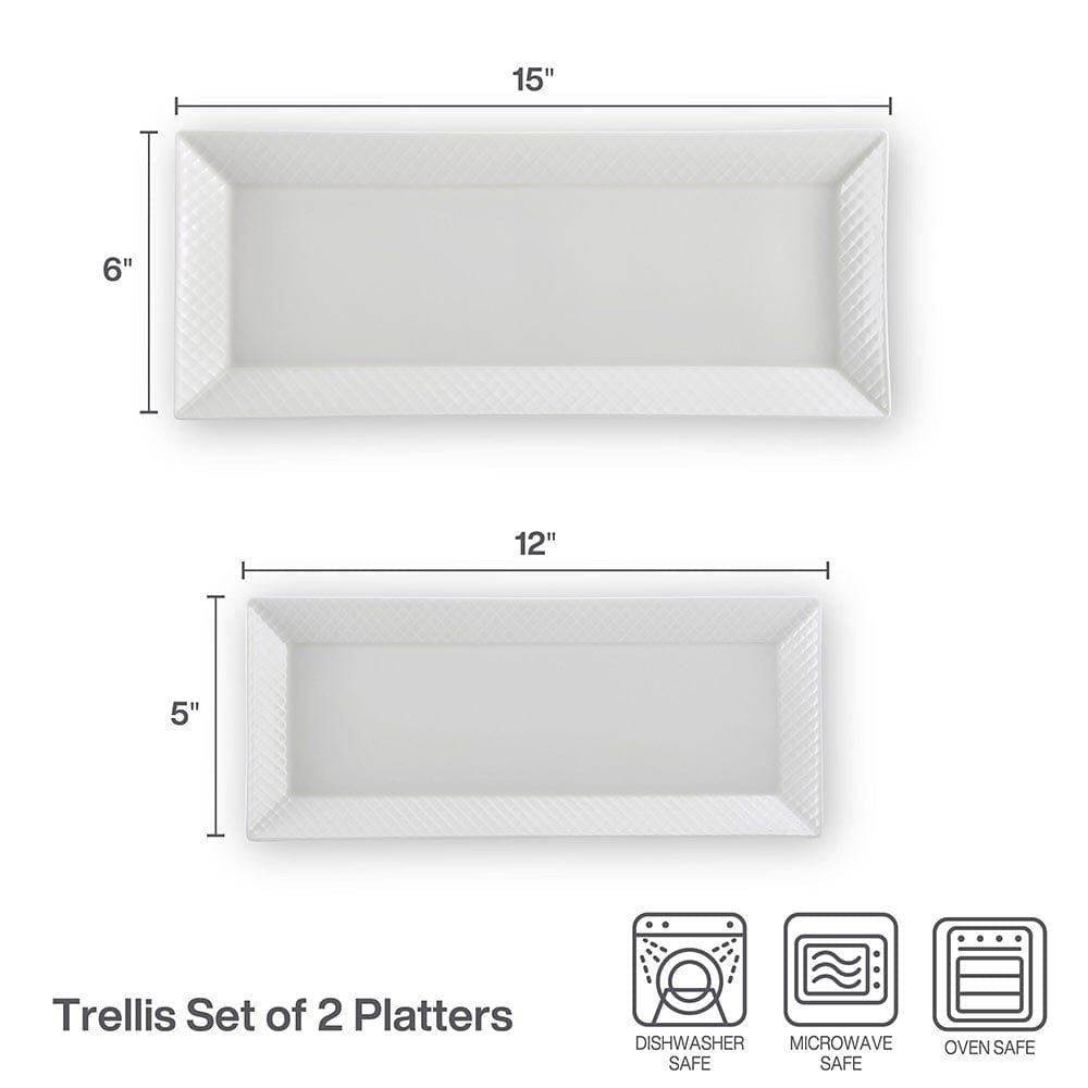 Trellis White Set of 2 Bread Trays - Image 3
