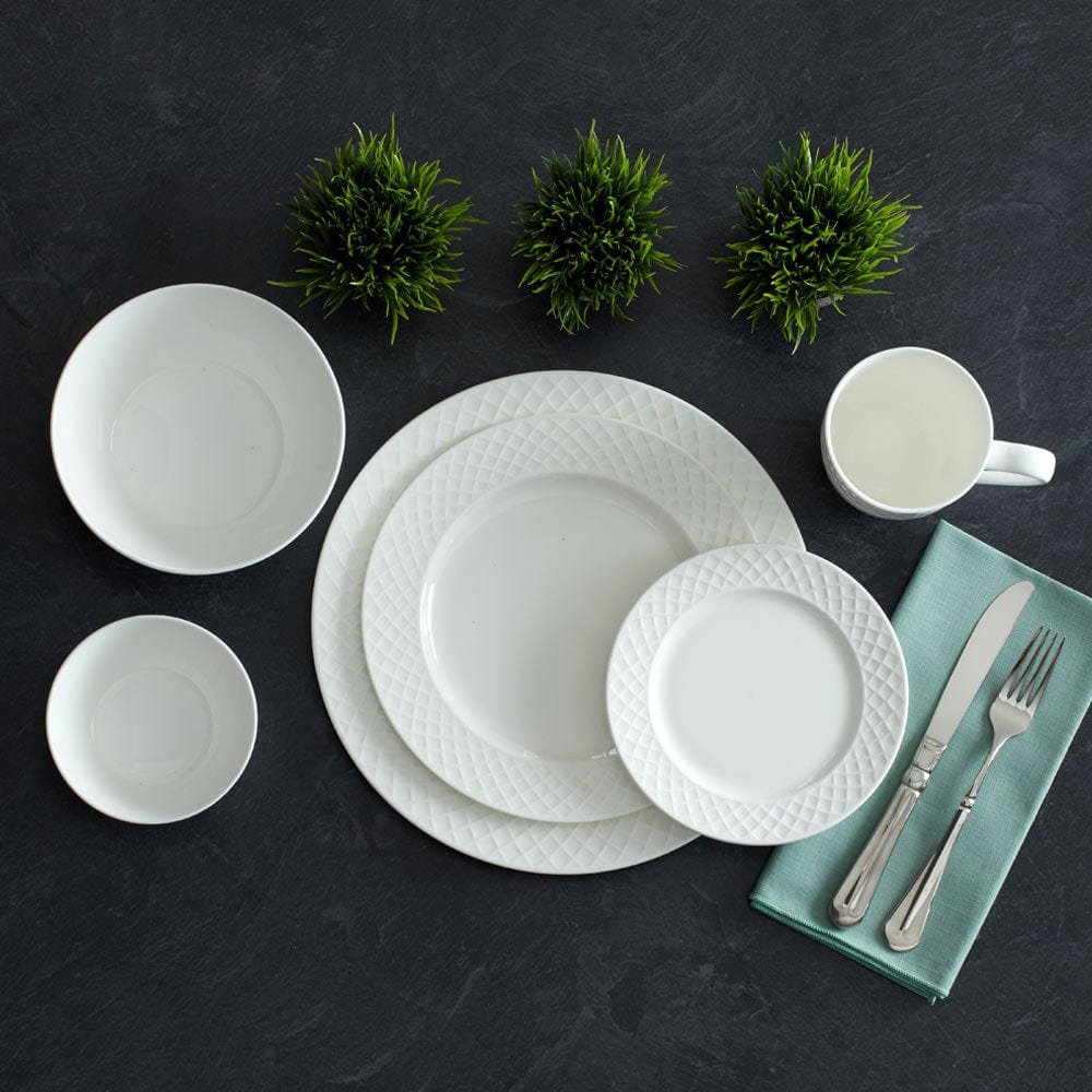 Trellis White Set of 4 Dinner Plates - Image 2
