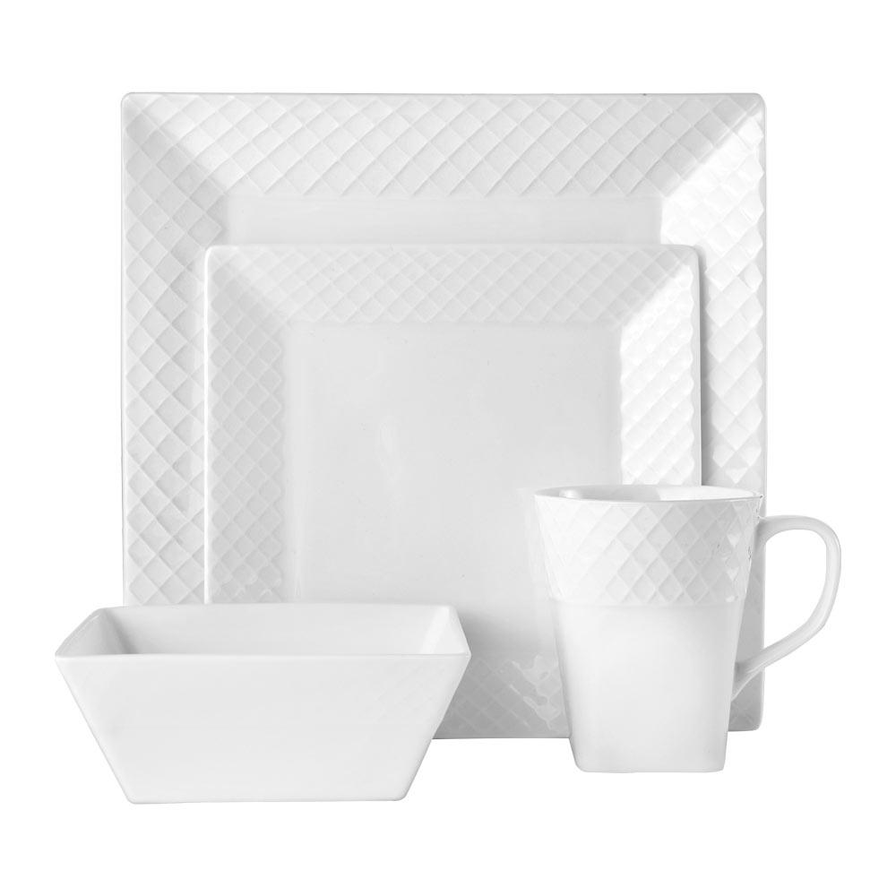 Trellis White Square 16 Piece Dinnerware Set. Service for 4 - Image 5