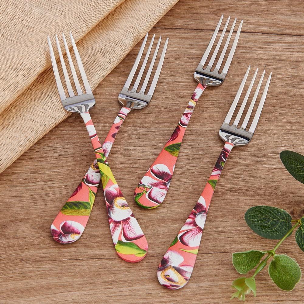 Vintage Botanical Set of 4 Dinner Forks - Image 2