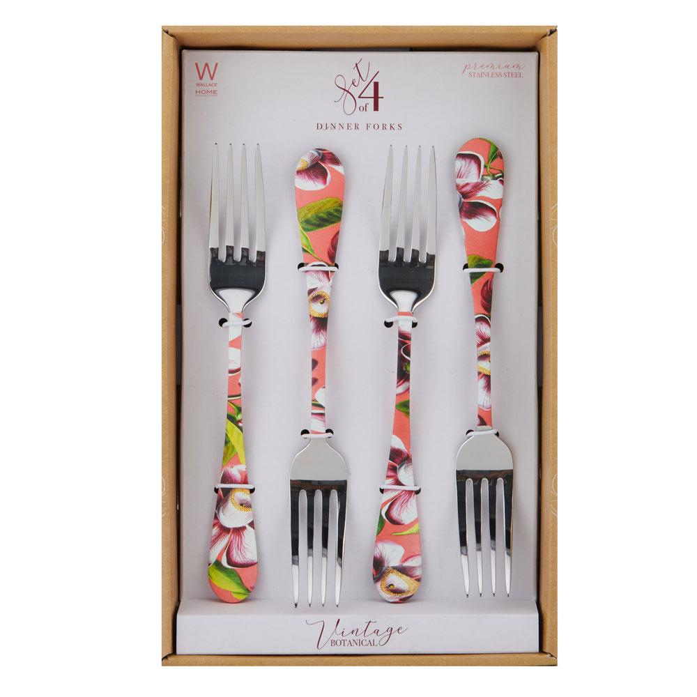 Vintage Botanical Set of 4 Dinner Forks - Image 4