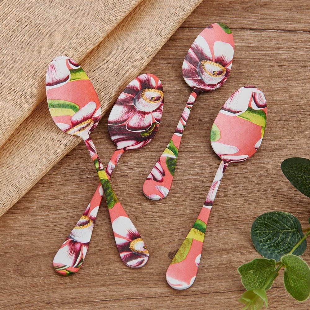 Vintage Botanical Set of 4 Teaspoons - Image 2