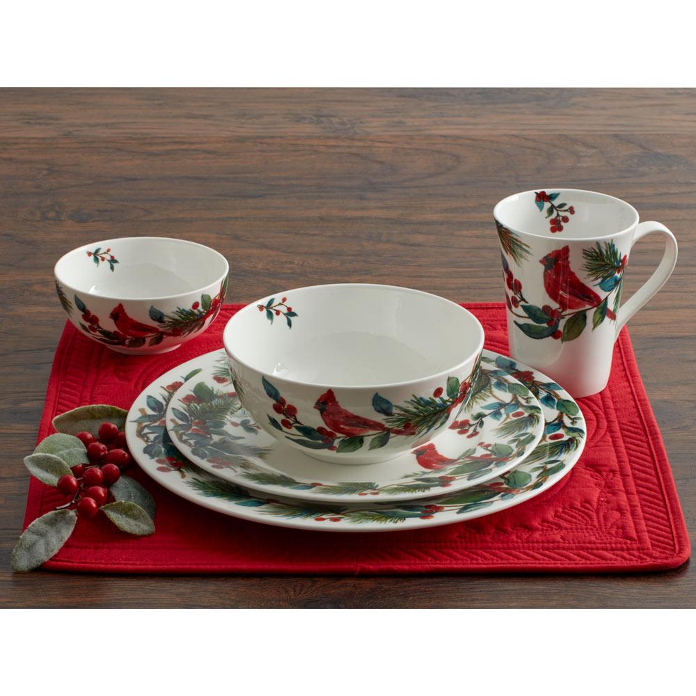 Winter Cardinal Set of 4 Soup Cereal Bowls - Image 2